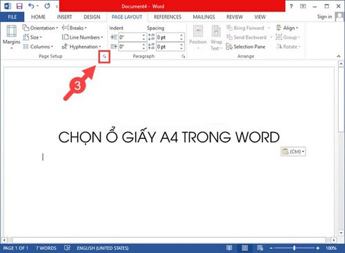 Hướng dẫn chọn khổ giấy A4 trong word