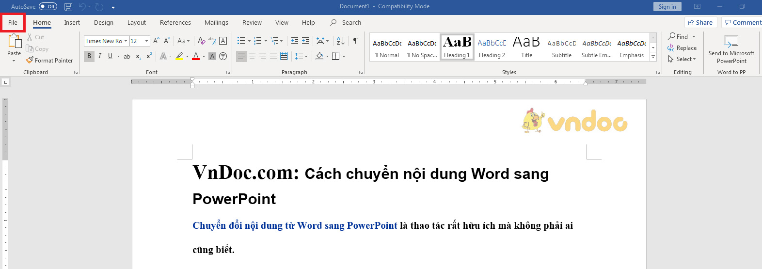 Cách chuyển nội dung Word sang PowerPoint