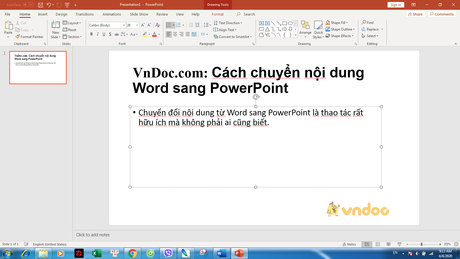 Cách chuyển nội dung Word sang PowerPoint 2010 trở lên