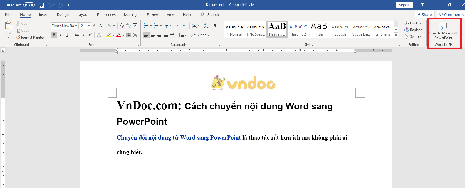 Cách chuyển nội dung Word sang PowerPoint đơn giản