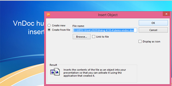 Cách chèn file vào powerpoint