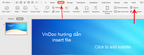 Cách chèn file vào powerpoint