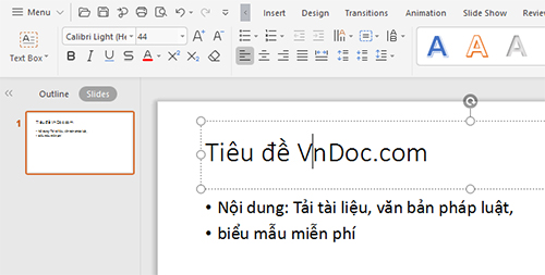 Tạo tiêu đề slide