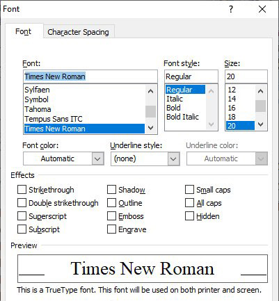 Định dạng font chữ trong word