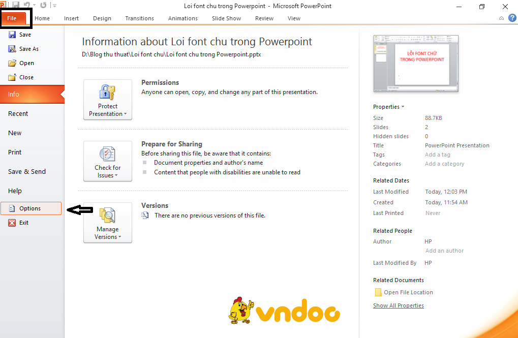 Lỗi font chữ không đồng bộ ở các slide