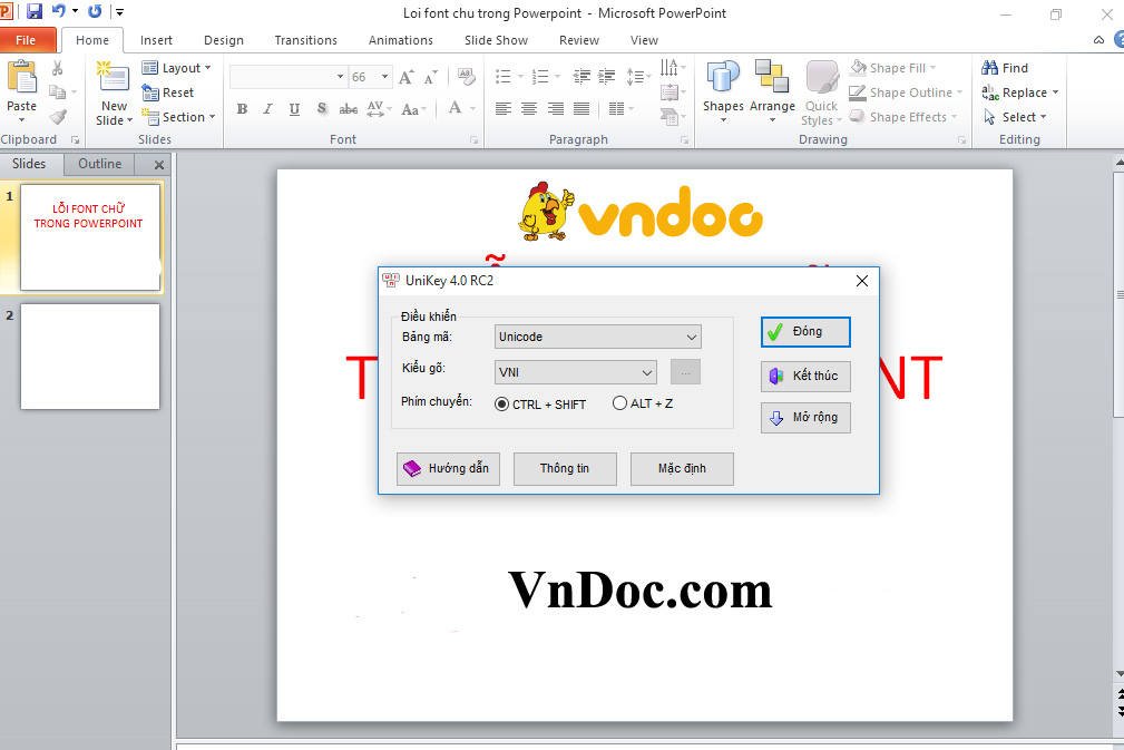 Khắc phục lỗi tiếng Việt trong PowerPoint