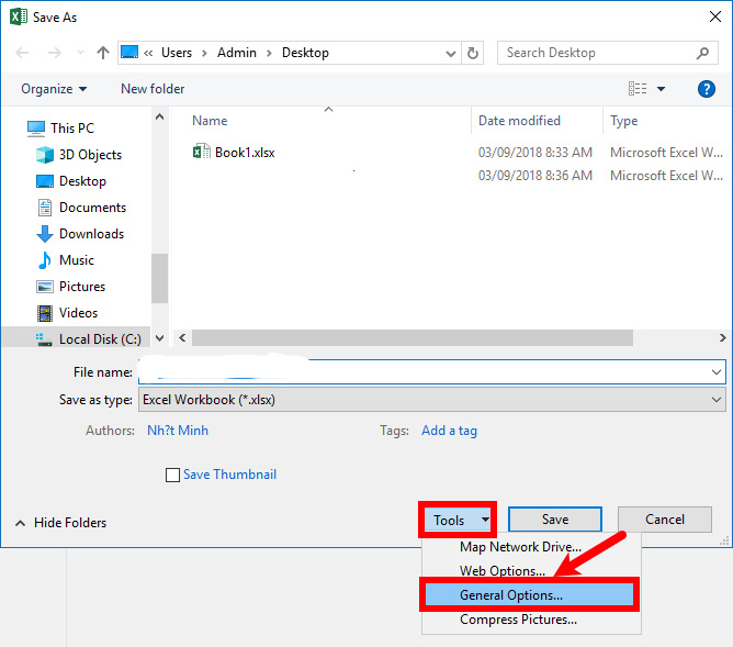 Đặt pass cho file Excel