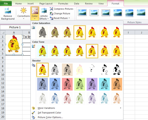 Chèn ảnh vào excel
