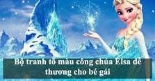 Bộ tranh tô màu công chúa Elsa dễ thương cho bé gái