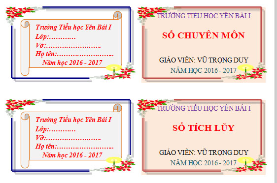 Mẫu nhãn vở đẹp