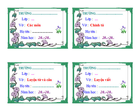 Mẫu nhãn vở đẹp