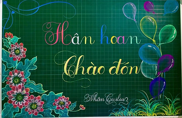 Mẫu trang trí bảng khai giảng