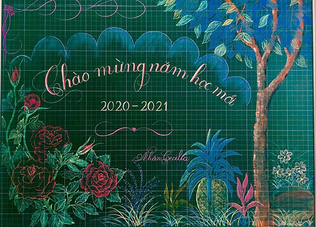 Mẫu trang trí bảng khai giảng
