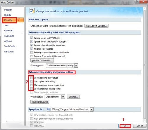 Cách xóa bỏ gạch chân trong Word