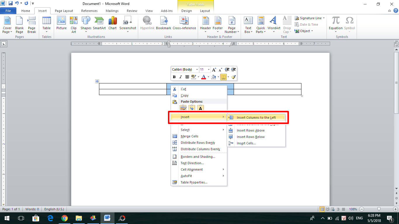 Thêm cột vào word
