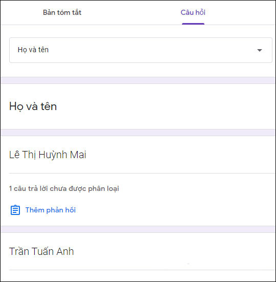 Hướng dẫn xem câu trả lời trên Google Forms