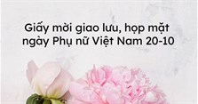 Giấy mời giao lưu, họp mặt ngày Phụ nữ Việt Nam 20-10