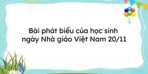 Bài phát biểu của học sinh ngày Nhà giáo Việt Nam 20/11