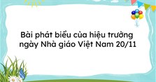 Bài phát biểu của hiệu trưởng ngày Nhà giáo Việt Nam 20/11