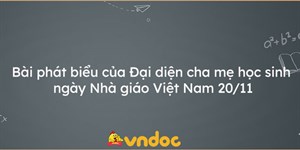 Bài phát biểu của Đại diện cha mẹ học sinh ngày Nhà giáo Việt Nam 20/11