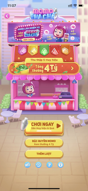 Truy cập ứng dụng Momo -> Nhấn chọn biểu tượng Momo Pha chế