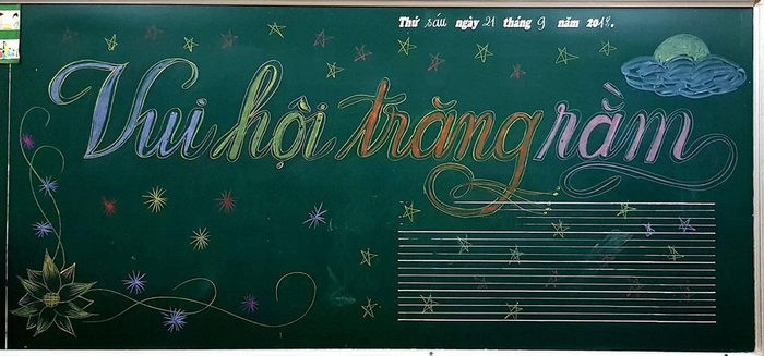 Mẫu trang trí bảng Trung Thu đơn giản