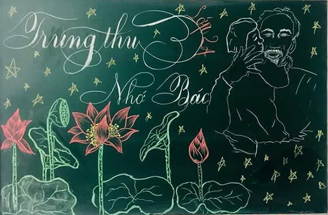 Mẫu bảng trang trí Tết Trung Thu nhớ Bác