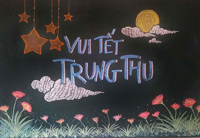 Mẫu trang trí Tết Trung Thu trên bảng