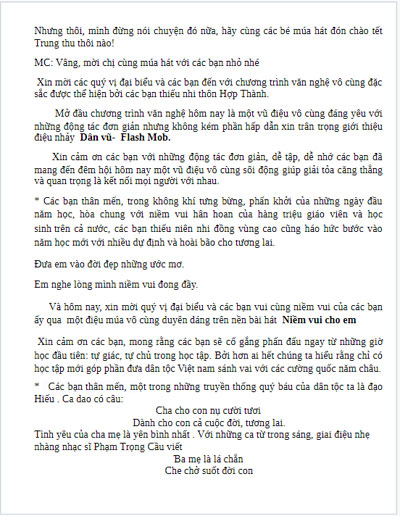 Lời dẫn Tết Trung Thu ở thôn