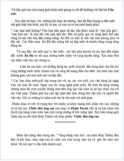 Lời dẫn Tết Trung Thu ở thôn