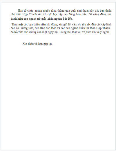 Lời dẫn Tết Trung Thu ở thôn