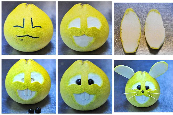Cách làm con vật bằng hoa quả từ bưởi