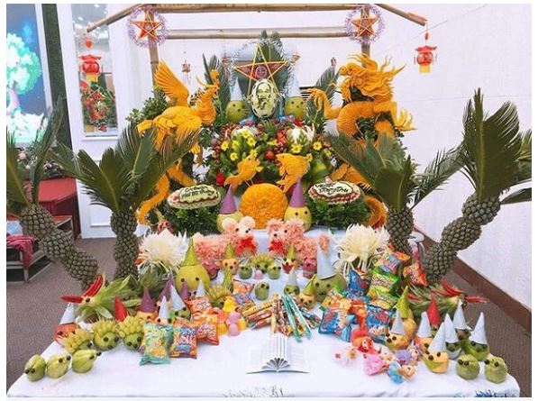 Mâm cỗ Trung thu bằng bánh kẹo