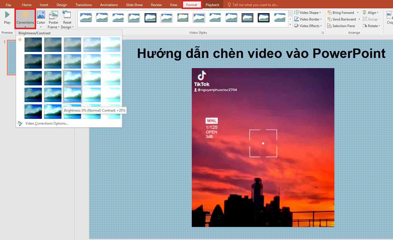 Nhấn vào video mà bạn vừa chèn
