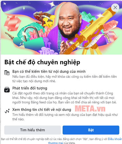 Cách bật chế độ chuyên nghiệp