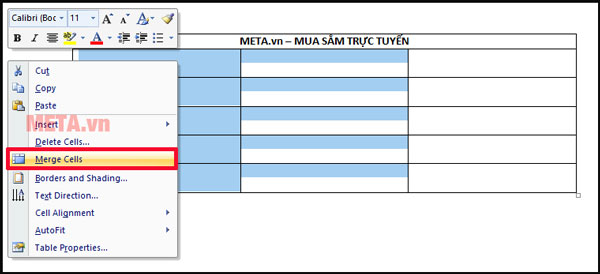  Cách gộp ô trong Word 