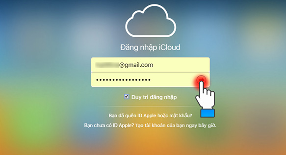 Giao diện đăng nhập của iCloud