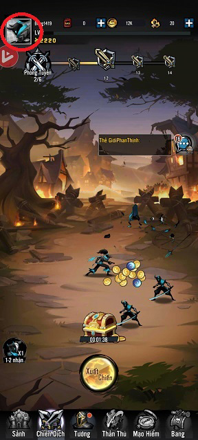 Mở và đăng nhập vào ứng dụng game Stickman AFK trên điện thoại di động