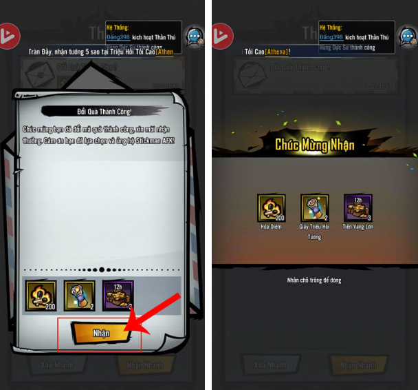 Nhấn vào vị trí bất kỳ trên màn hình để trở lại giao diện chính của trò chơi