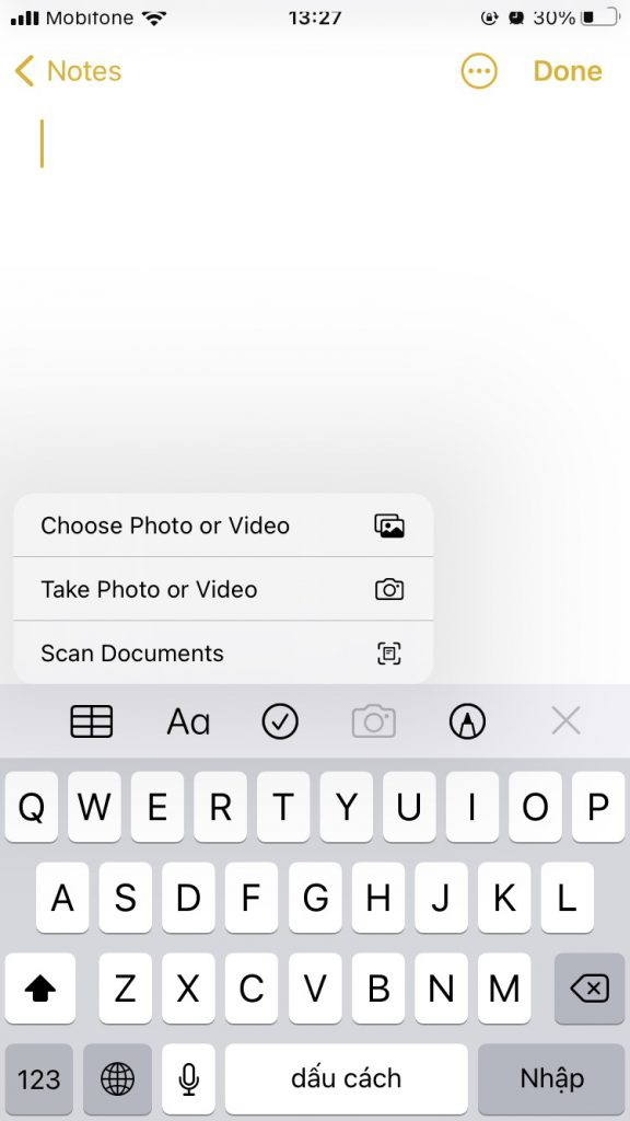 Nhấn vào nút scan Documents để bắt đầu quét tài liệu