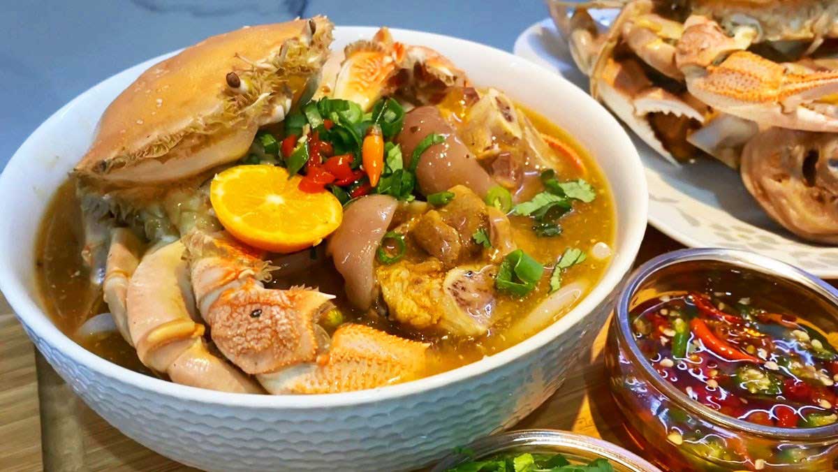 Thành phẩm món bánh canh ghẹ giò heo