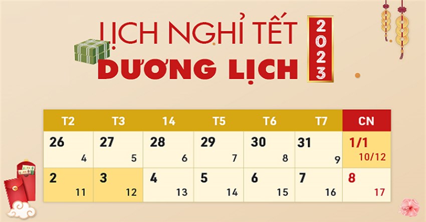 Lịch nghỉ Tết Dương lịch 2023: Tết Dương lịch 2023 nghỉ mấy ngày?