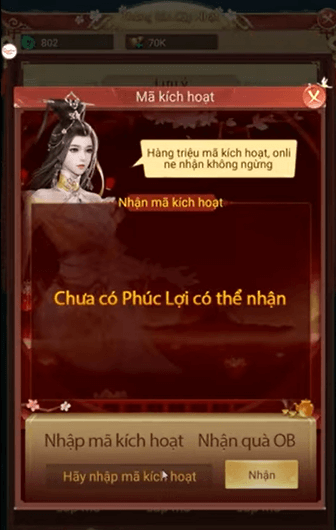 Nhập chính xác code Thượng Cổ Truyền Kỳ vào, sau đó ấn nút Nhận