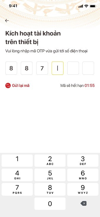 Nhập mã OTP đó vào để xác thực