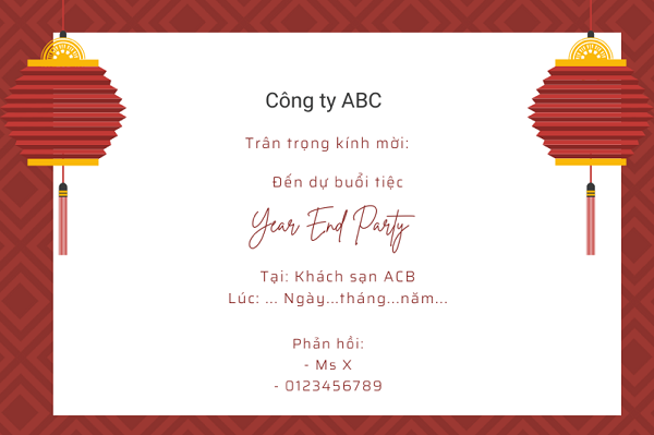 Thiệp mời tất niên đẹp