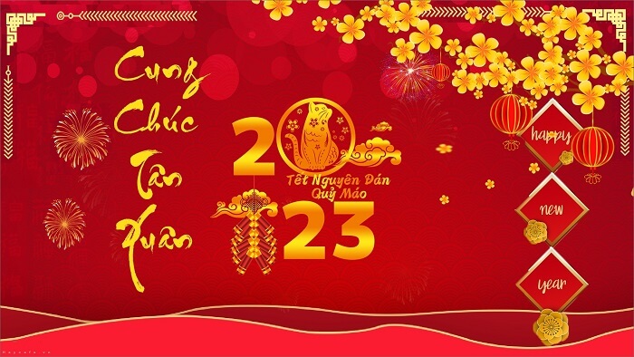 Mẫu background tiệc tất niên 2023 đẹp nhất