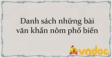 Danh sách những bài văn khấn nôm phổ biến