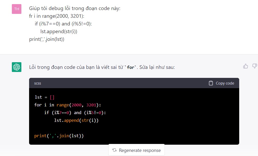 Cách sử dụng ChatGPT để viết code và debug lỗi