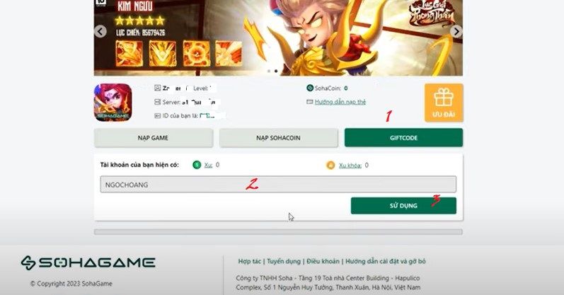 Cách nhập code Lục Giới Phong Thần