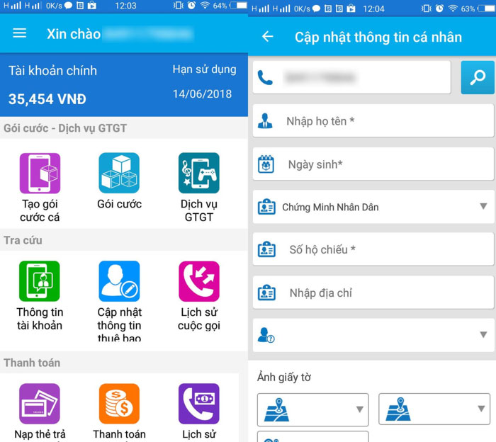 Cách thay đổi thông tin thuê bao Vinaphone online qua ứng dụng My Vinaphone